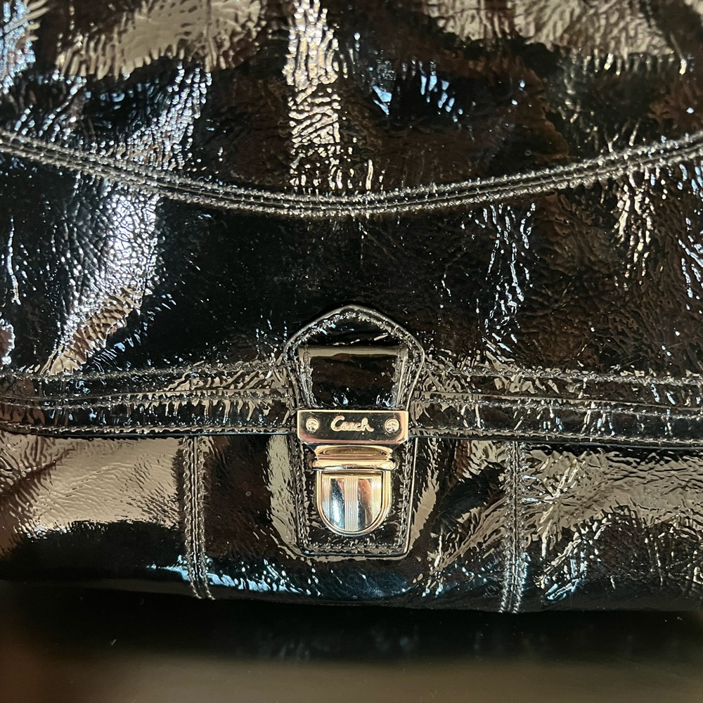 Coach Poppy Lyla Onyx Patent Leather Shoulder Bag - Picture 4 of 10